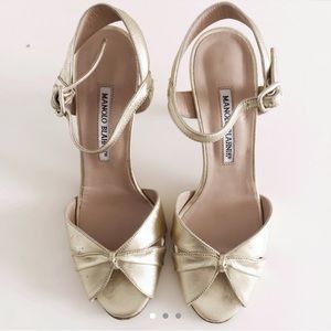 Manolo Blahnik gold straps shoes